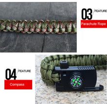 Load image into Gallery viewer, Military Emergency Braided Survival Bracelet Men Women Paracord Outdoor Camping Rescue Rope Bangles Compass Whistle Knife 4 in 1
