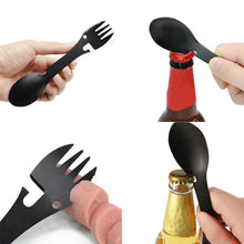 Load image into Gallery viewer, Camping All-In-One Tool Cooking Utensil Spork, Fork, Spoon, Knife, Can Opener, Bottle Opener
