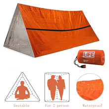 Load image into Gallery viewer, 2 Person Emergency Shelter Outdoor Waterproof Thermal Blanket Rescue Camping SOS  Sleeping Bag  Survival Tube Tent With Whistle
