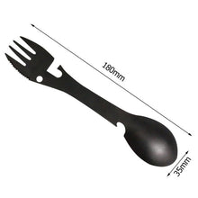 Load image into Gallery viewer, Camping All-In-One Tool Cooking Utensil Spork, Fork, Spoon, Knife, Can Opener, Bottle Opener
