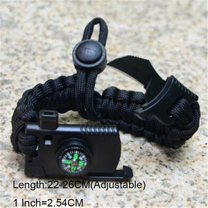 Military Emergency Braided Survival Bracelet Men Women Paracord Outdoor Camping Rescue Rope Bangles Compass Whistle Knife 4 in 1