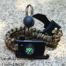 Load image into Gallery viewer, Military Emergency Braided Survival Bracelet Men Women Paracord Outdoor Camping Rescue Rope Bangles Compass Whistle Knife 4 in 1
