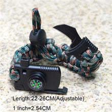 Load image into Gallery viewer, Military Emergency Braided Survival Bracelet Men Women Paracord Outdoor Camping Rescue Rope Bangles Compass Whistle Knife 4 in 1
